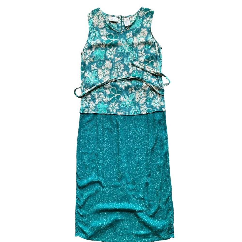Vintage Kathie Lee Collection Women’s Green & Floral Dress - Picture 4 of 12